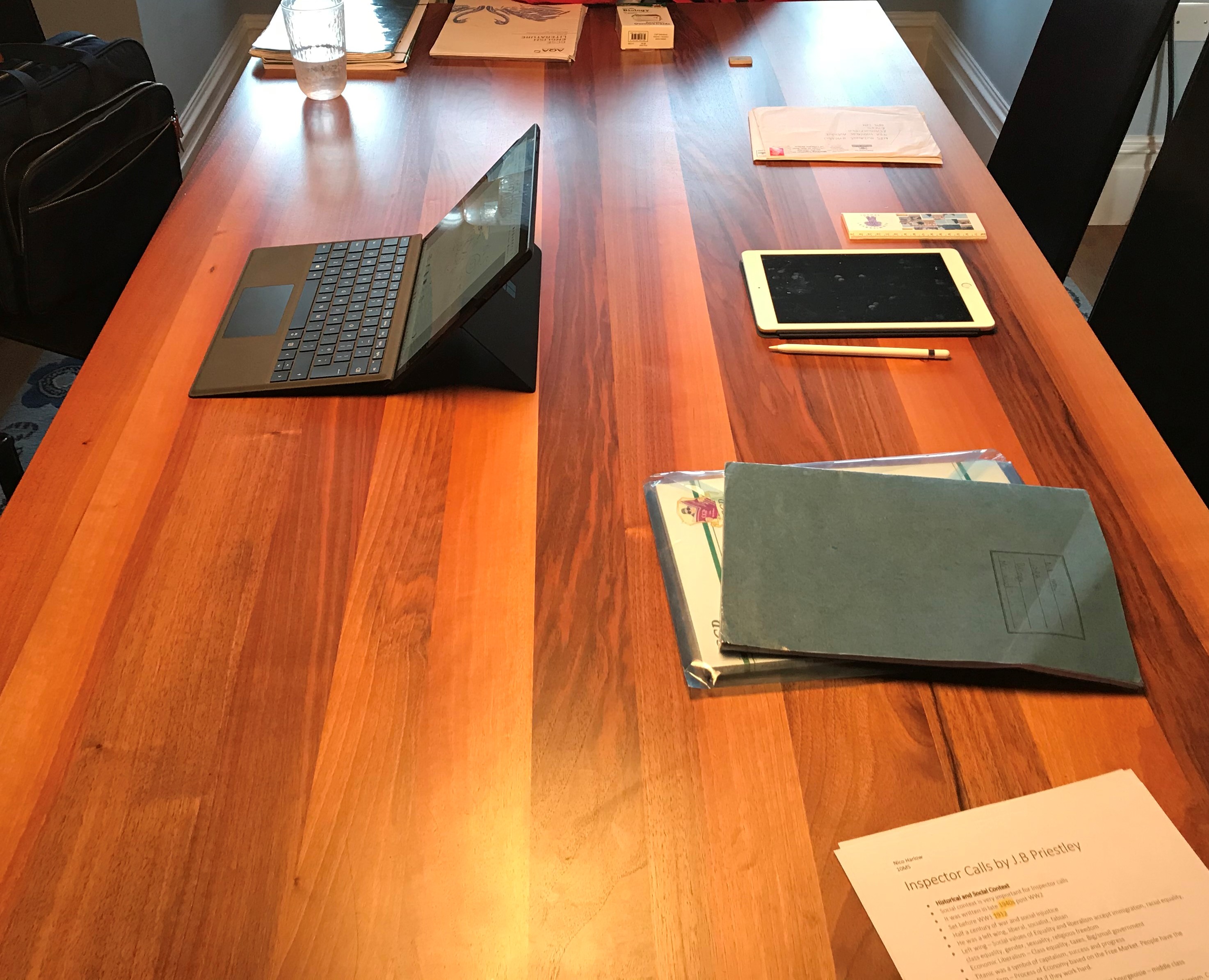 diagram showing two devices across a table at home.